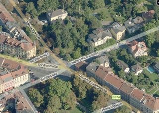 Die unverbaute Ecke (Luftbild aus bingmaps 2011)