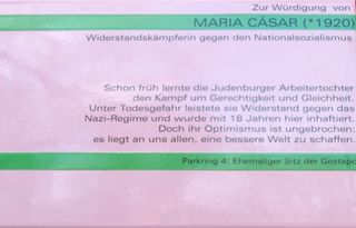 Erinnerungstafel an Maria Cäsar 